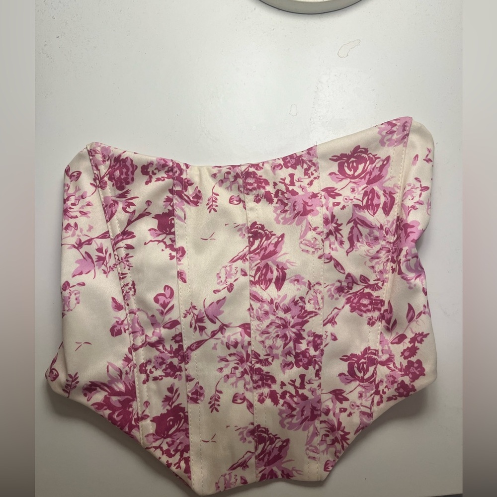 Cider Pink and White Corset Top ~ Size Small